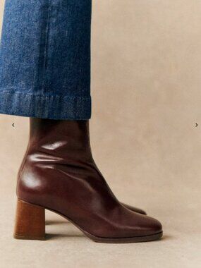Sézane Axelle Patent Camel Ankle Boots Sz 6